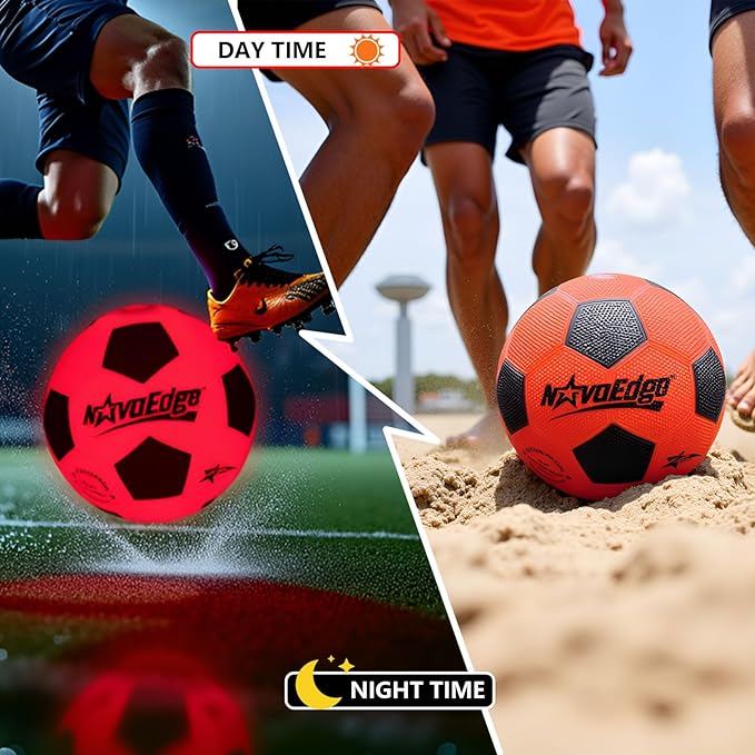 Glow in The Dark Soccer Ball | USB-C Rechargeable LED Light Up Ball | Official Size 5 for Kids & Adults | Gift for Boys & Girls Ages 6+ | Indoor Outdoor Night Games
