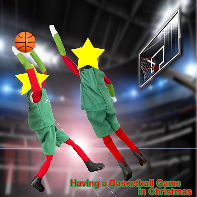 Sport Christmas Elf Accessories for Elf Doll Clothes Included Jerseys, Shorts, Shoes, Basketball (Basketball)