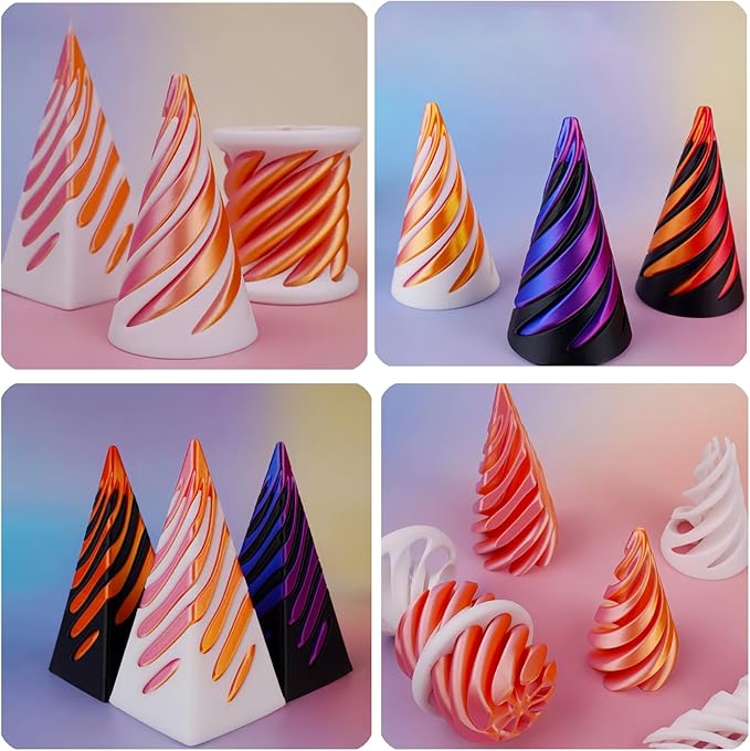 5Pcs Spiral Cone Fidget Toy,Impossible Cone Impossible Pyramid Passthrough Toy,3D Printed Spiral Cone Fidget Toy,Mini Vortex Thread Illusion Desktop Deco Souvenir Gift for Anxiety Relaxing
