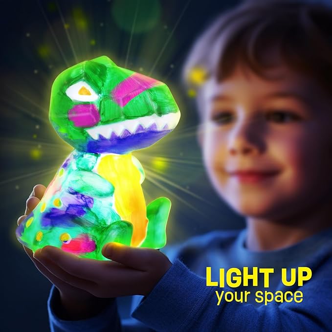 Paint Your Own Dinosaur Lamp Kit, Art Supplies Kids Paint Set, Arts and Crafts for Kids Ages 8-12, Dinosaur Toys Girls Boys Birthday Easter Gifts for Kids Ages 3 4 5 6 7 8 9 10 11 12+