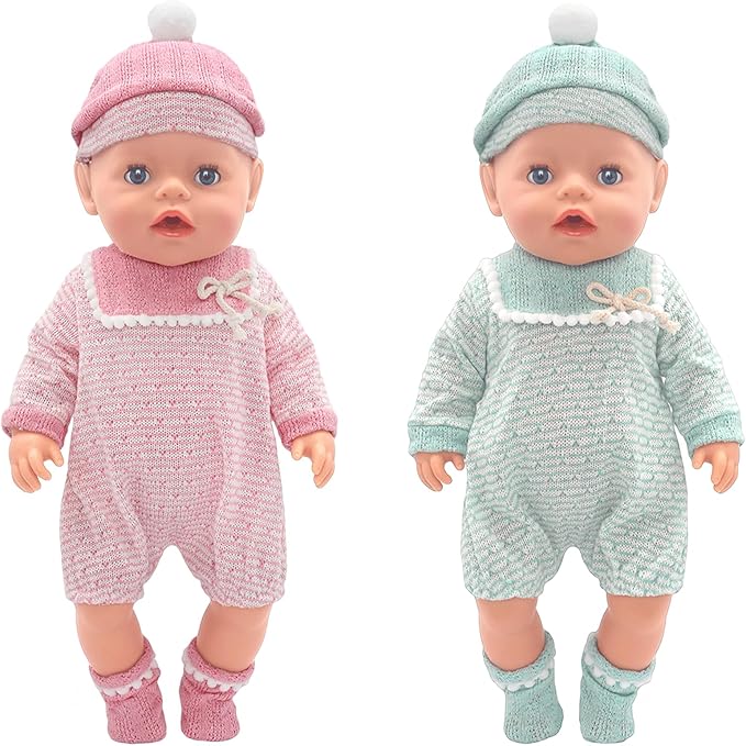 14-16 Inch Doll Clothes Dress and Accessories with Hat Socks 4-packs for 14-16 Inch Baby Doll (Not Include Doll)
