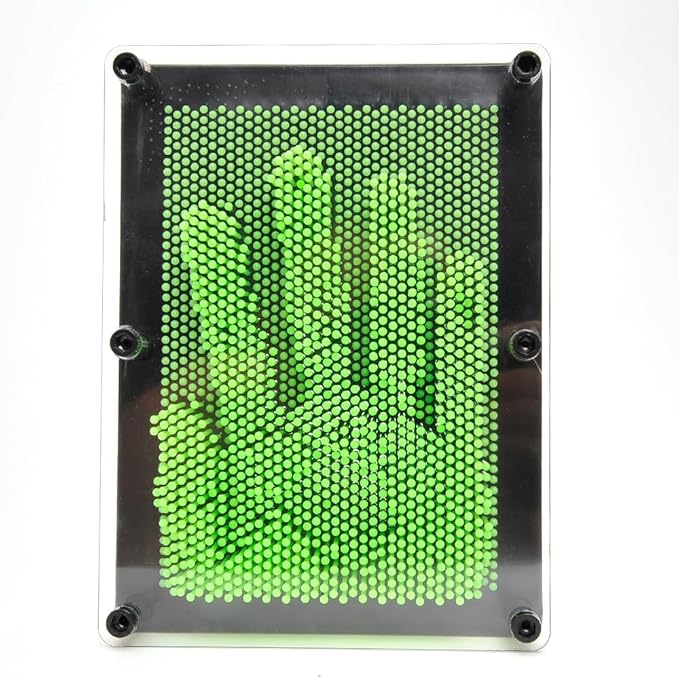 PowerTRC 3D Pin Art Sculpture Pin Impression Toy 8"X6" Hand Mold | Novelty Gifts | Green