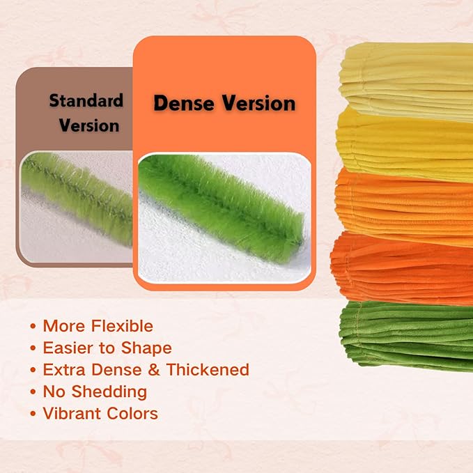 500pcs Pipe Cleaners Craft for Flowers,Chenille Stems for DIY Flower Making Kit,Pipe Cleaners Projects Creative for DIY Art and Craft,Ideal for Holiday Decoration(Pumpkin)