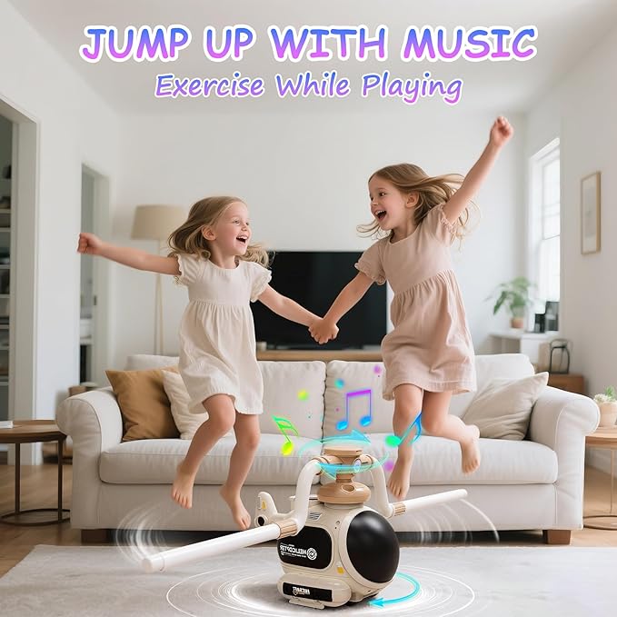 4-in-1 Music Jumping Toy Car,Dual Rotating Poles for Jumping & Dodging,Auto Flying Disc Launcher with Catching Net,Spinning Pole for Ring Toss,Kids outdoor toys,Games for Kids Boys and Girls (White)