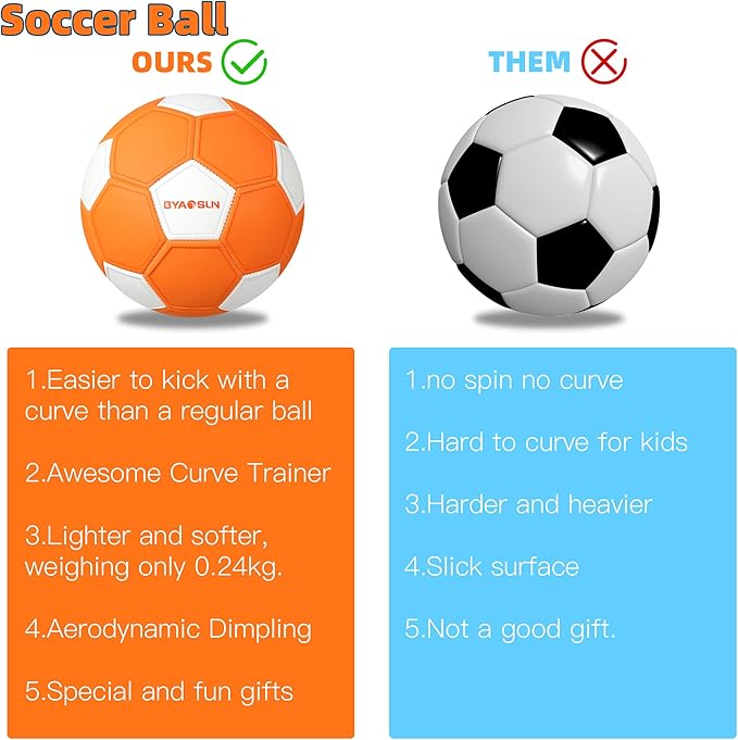 Curve Soccer Ball Size 4, Swerve Soft Balls for Outdoor and Indoor,Size 4 Soccer Ball for Boys and Girls