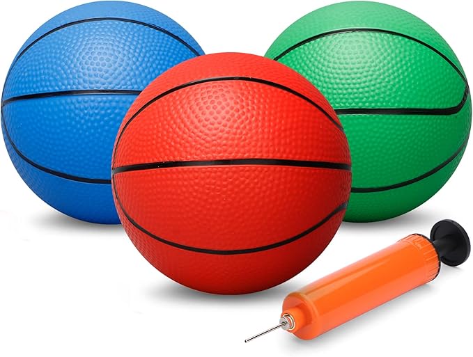 6" Mini Basketball Toy for Mini Pool Balls, Small Basketball for Over The Door Hoop, PVC Beach Balls for Kids Toddler Indoor 3 Pack