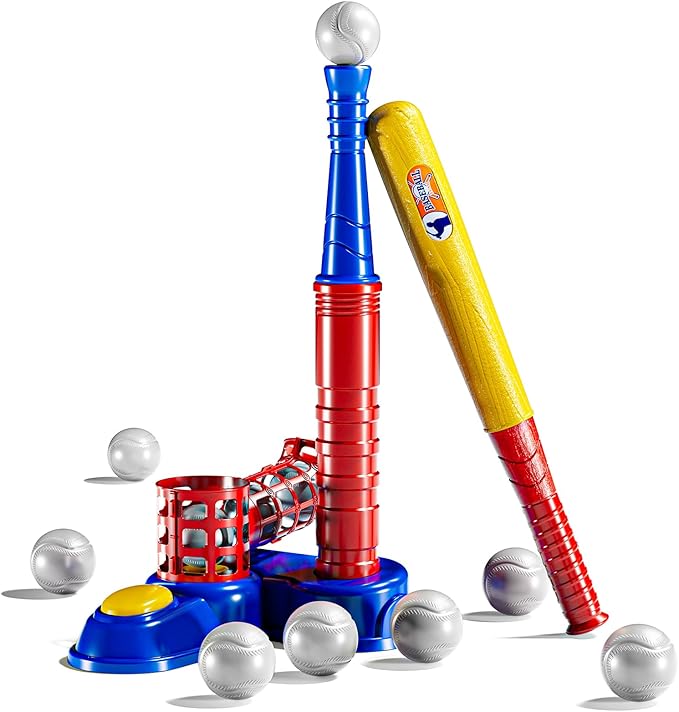 T Ball Sets for Kids 3-5, Baseball T-Ball Set with 10 Balls, Outdoor Sport Toy Games for 3-12 Year Old Boys Girls Toddlers, Training Batting Tee for Backyard and Lawn Play
