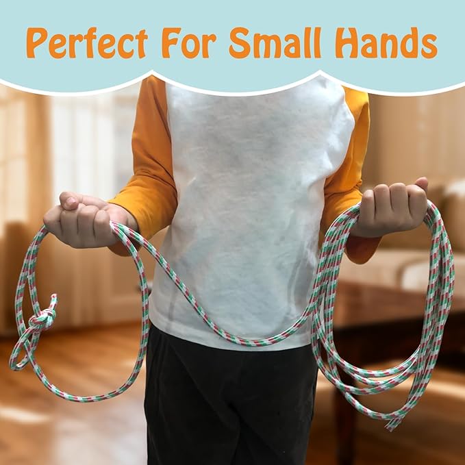 Cowboy Lasso Rope for Kids with Pre-Tied Loop, 20' - 9mm Unwaxed Lariat Roping Rope Toy for Indoor Outdoor Western Play & Costume Prop (Red Light Blue)