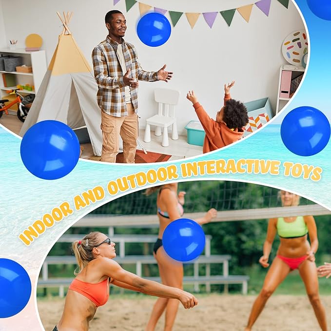 Raiten 12 Pcs Beach Ball Inflatable Beach Balls Large Inflatable Ball Floating Ball for Swimming Pool Party Favors Outdoor Activities Summer Birthday Party Supplies (Blue,12 Inch)