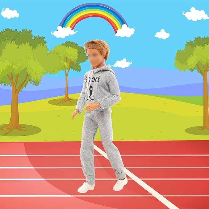 Miunana 10 Pcs Fashion Pack for 12 Inch Boy Dolls - 5 Sets Casual Wear Clothes Outfit with 5 Shoes for boy Doll (Black Suit + Casual Wear Clothes + Tracksuit + Swimwear)