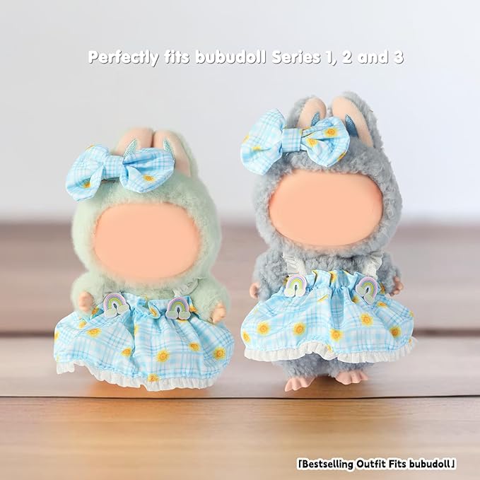 Doll Clothing for Labubu, Premium Outfits for Labubu Dressing up, Doll Accessories for Labubu with Dress, Bow(Blue)