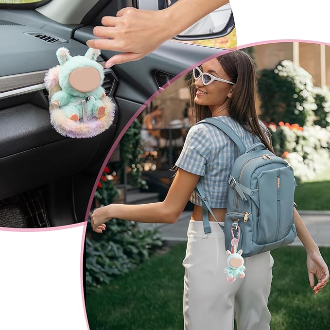 Doll Car Seat Compatible with Bubudoll, Small Seat for 10-17cm Blind Box Toys, Including Air Vent Clip, Desktop Stand, Adjustable Safety Strap, Airflow-Friendly Design, Ideal Car Decor Gifts
