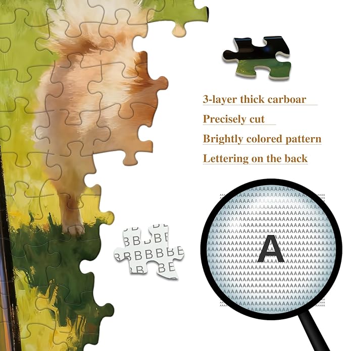 1000 piece Puzzle for Adults with Letters on Back Cute Puppy Jigsaw Puzzle Impossible Puzzles Family Decoration Puzzle Challenging Puzzles (27.56x19.7 Inch)