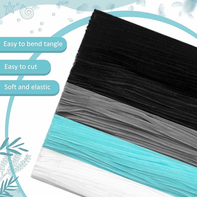 Peryiter 500 Pieces Pipe Cleaners Chenille Stems for Flowers Craft Supplies Bulk Fluffy Fuzzy Sticks for DIY Art Projects Creative Gift Wrapping Party Decorations(Dark Gothic,12 Inch)