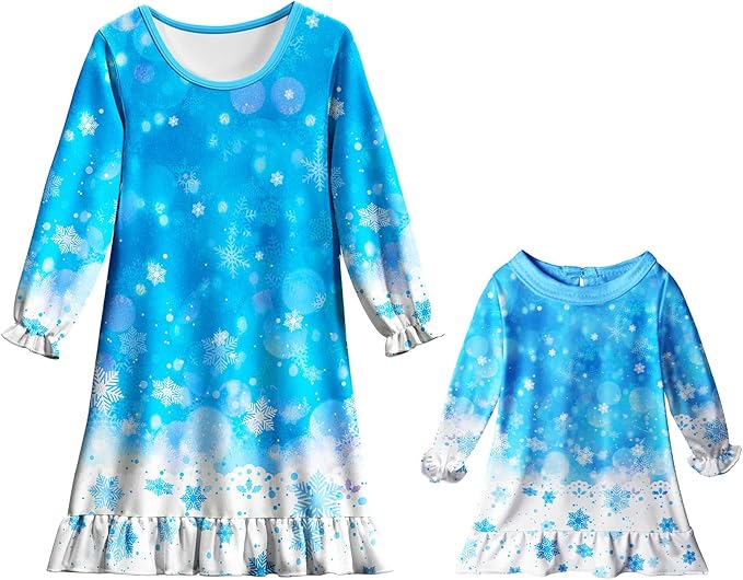 LQSZ Doll and Girl Matching Nightgown Outfit Pajamas Nightie Nightgown for Girls and Dolls Clothes