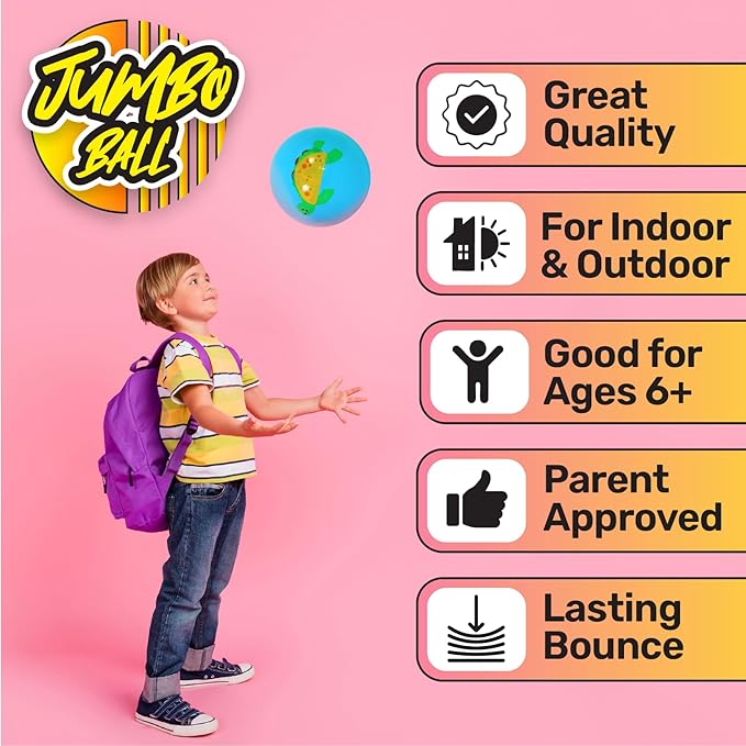 KESS 10" Jumbo Ball - 12 Pack: Playground Favorite, Variety of Colors and Characters, Perfect for Bouncing, Rolling and Endless Outdoor Adventures