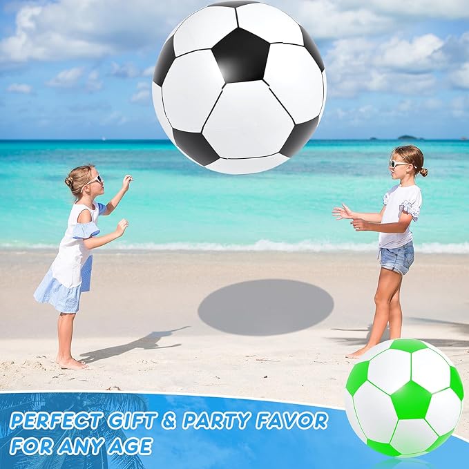 Lewtemi 2 Pcs 40 Inch Giant Inflatable Soccer Ball Large Huge Beach Balloons Oversized Football Sport Birthday Party Decoration Favor Gift Pool Supplies for Outdoor Piñata Activity
