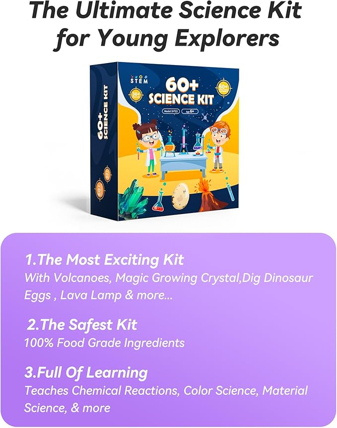 Melican 60+ Science Experiment Kit for Kids Ages 8+, STEM Educational Science Gifts for Kids, First Science Kit for Boys Girl Birthday