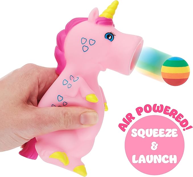 1pc Foam Ball Popper Toy - Squeeze & Launch Unicorn Toy w/ Foam Balls Included – Animal Ball Shooting Squishy Toy, Toddler Toys