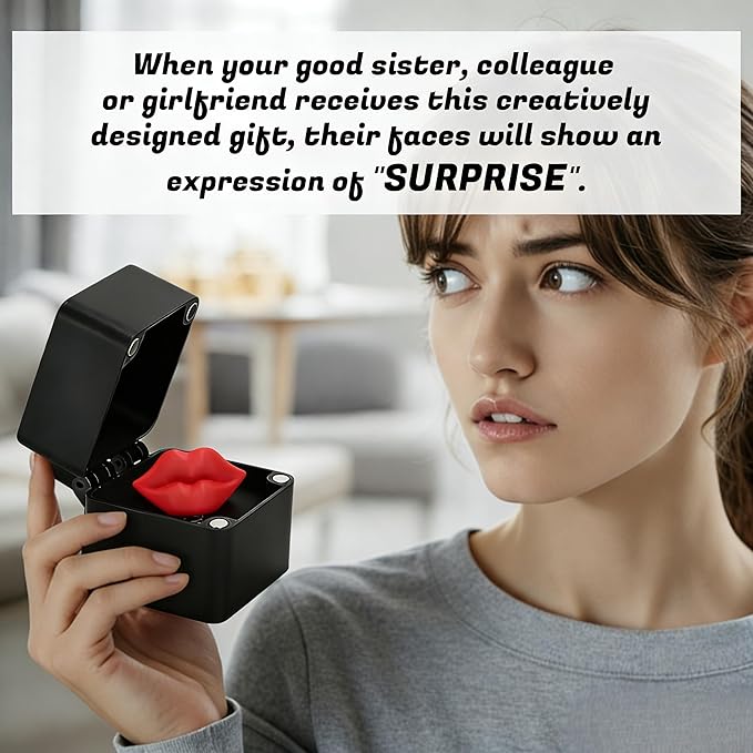CXY Red Lips in a Box - 3D Printed Funny Prank Gift Box, White Elephant Gifts for Adults, Novelty Lip Gifts for Parties and Office Pranks-A1