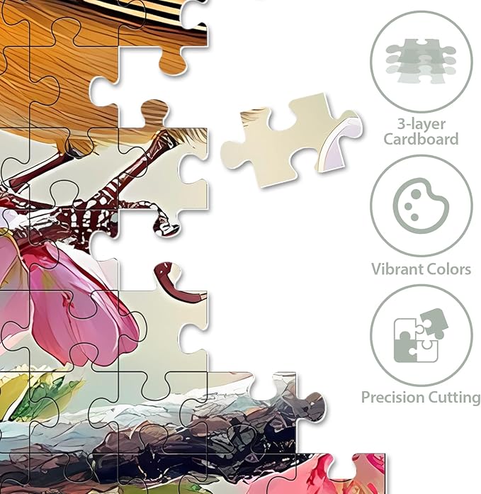 500 Pieces Puzzle for Adults, Birds Jigsaw Puzzle 500 Pieces for Adults Teens, Recycled Cardboard Hummingbird Flowers Puzzle 500 Piece, Challenging Game for Family Fun & Gift Idea, 20.5 x 15 in