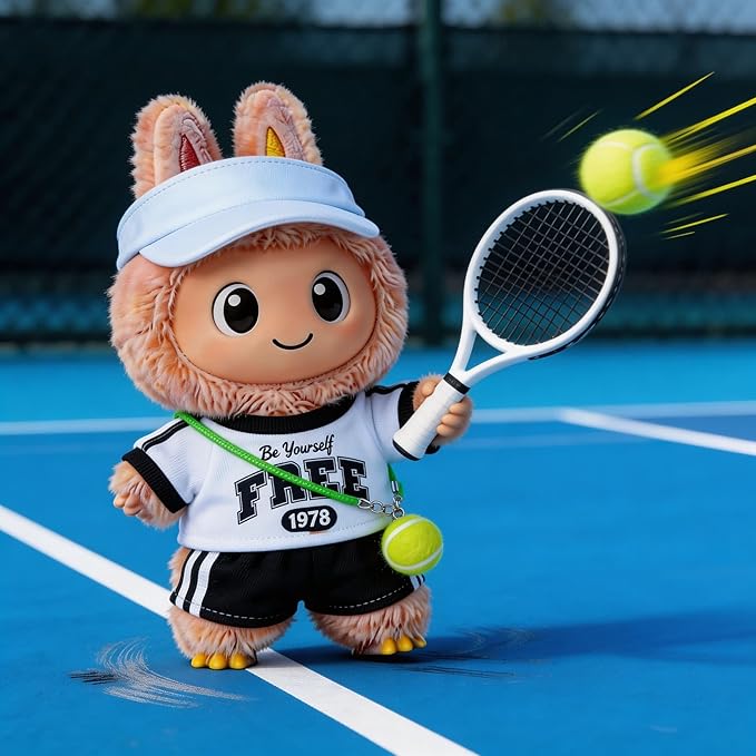 Sports-Themed Tennis Outfit 4 piece Set,is Suitable for a 17cm Dolls, Dolls Clothing Accessories ( No Doll )