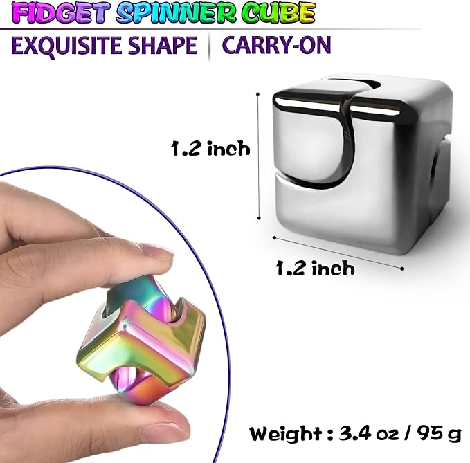 Fidget Spinner Toys Cube Adults, Easter Basket Stuffers for Teens Metal EDC Cool Desk Gadgets Office Toys Small Anxiety Figette Sensory Toy, ADHD Tool Fingears Figet Stress Valentine Gift for Boys
