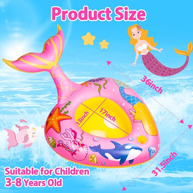 Pool Floats Kids with Water Gun Inflatable Pool Floats for Kids Ages 3-8 Outdoor Games Water Toys Summer Swimming Fun for Boys Girls