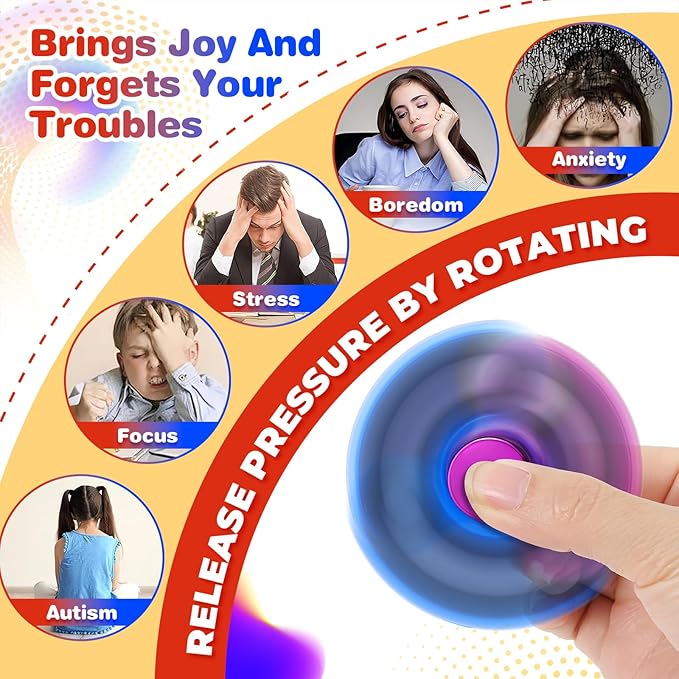 Fidget Spinner 2 Pack, Easter Basket Stuffers - Fidget Toys Adults Metal Fidgets Spinners for Kids for Autism ADHD Anxiety Gift for Teens Boys