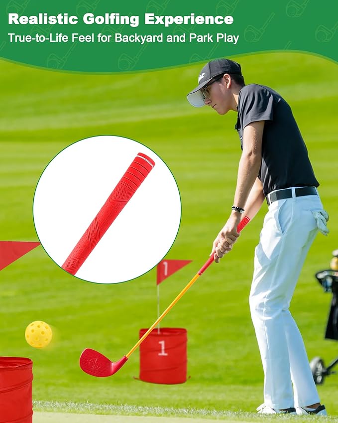 HOTWIND 2 Pack Backyard Golf Game Clubs with 5”x 3.5” Oversize Heads and 36” Lightweight Carbon Shaft for Adults Play Outdoor Golf Yard Game in Grass Parks and Yards Hit Plastic and Foam Balls