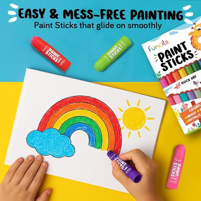 36 Washable Tempera Paint Sticks for Kids with Coloring Book | Non-Toxic Markers for Toddlers 1-3 | Works on Paper, Canvas, Wood, Cardboard - Craft, Art Supplies for Kids 3-5, Painting Crayons