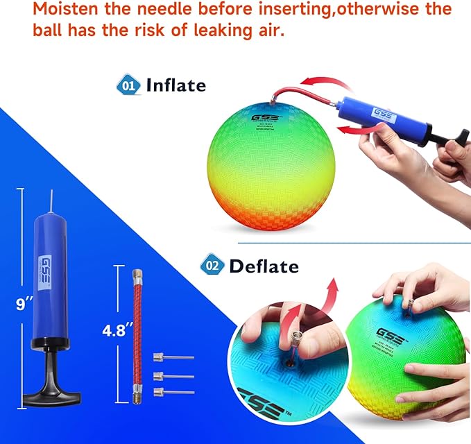 GSE Games & Sports Expert 5"/7"/8.5"/10" Inflatable Playground Ball, Kickball, Bouncy Dodge Ball, Handball for Kid/Adult, Perfect for Recess Ball Games, Gym, Yoga Exercises, Schools Sports Activities