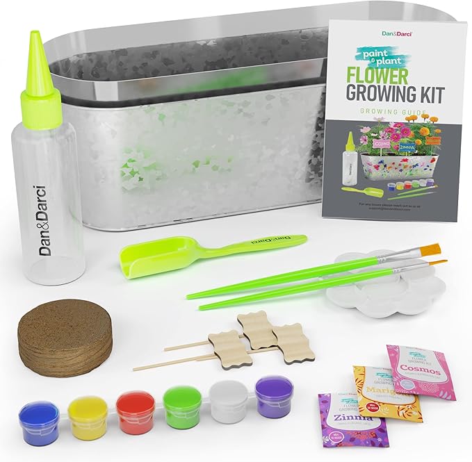 Dan&Darci Paint & Plant Flower Growing Kit for Kids - Easter Gift Ideas Age 5 6 7 8-12 Year Old Girl - Birthday Crafts Gifts for Girls & Boys, Fun Gardening Kits, Art Projects for Ages 5-12 Years