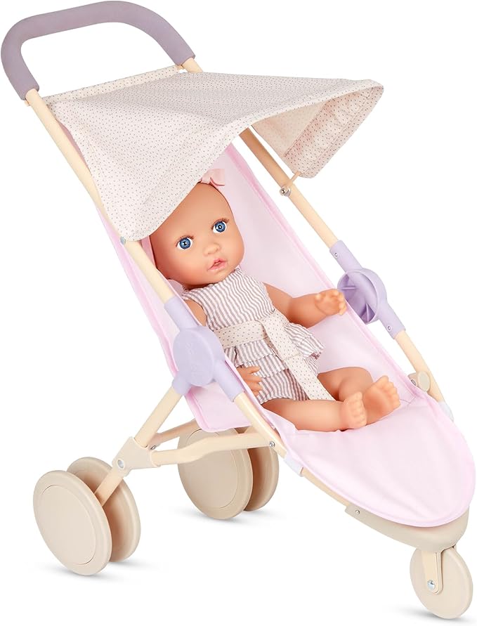 LullaBaby – 14-Inch Realistic Baby Doll & Accessory Bundle – Fair Skin Tone & Blue Eyes – Nursery Care Set – High Chair, Playpen & Jogger Stroller – Pretend Play Toys – Kids 2+ Years
