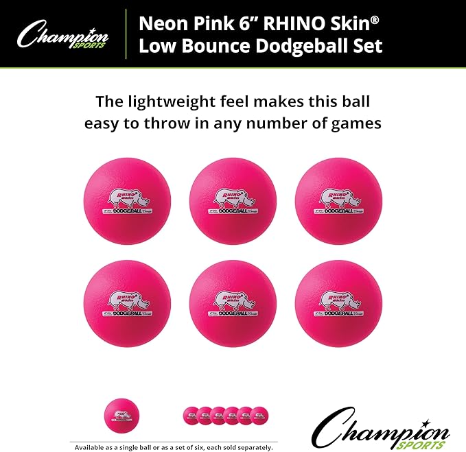 Champion Sports® Rhino Skin® Low Bounce Dodgeball Sets & Singles for Playground, PE, Backyard & League Games – Team Sports Equipment for Youth & Adults