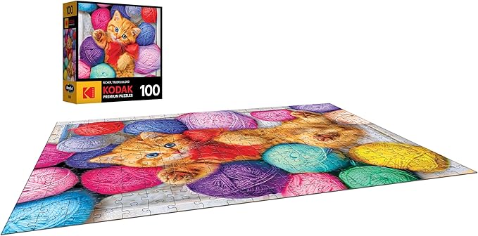 RoseArt - Kodak Premium - Cuddly Yarn Box - 100 Piece Jigsaw Puzzle for Adults