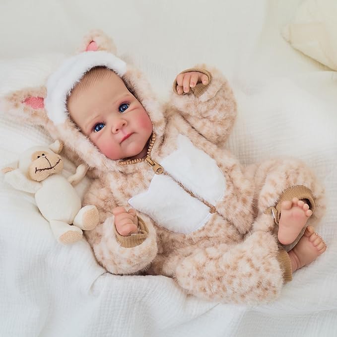 FOCKOF Realistic Reborn Baby Dolls-18 Inch Realistic Baby Doll Girls Soft Cloth Body Reborn Baby with Gift Box for Kids Age 3+