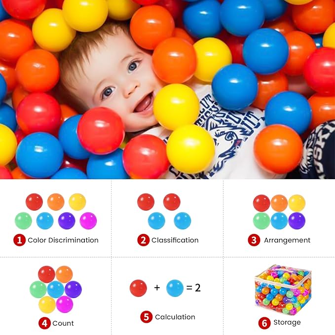 MoonxHome Ball Pit Balls for Toddlers, BPA Free Crush Proof Plastic Toy Balls for Ball Pit, Children's Pool Water Toys, Macaron Ocean Balls for Play Tent 2.15 Inch Pack of 100 200 500 800 1000