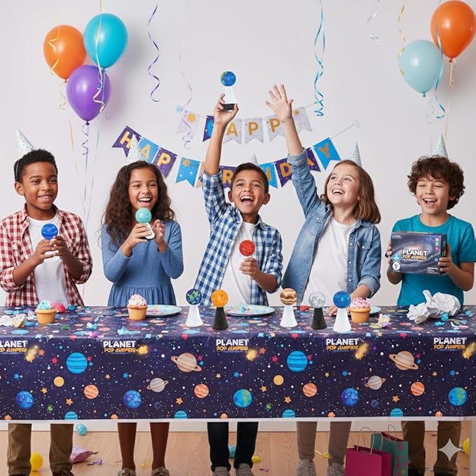 Liberty Imports Planet Pop Jumpers for Kids, 20 Pack Light-Up Solar System Popper Toys with Stars & Planets, Press and Pop Jumping Launchers, Outer Space Themed Party Favors Bulk Supplies