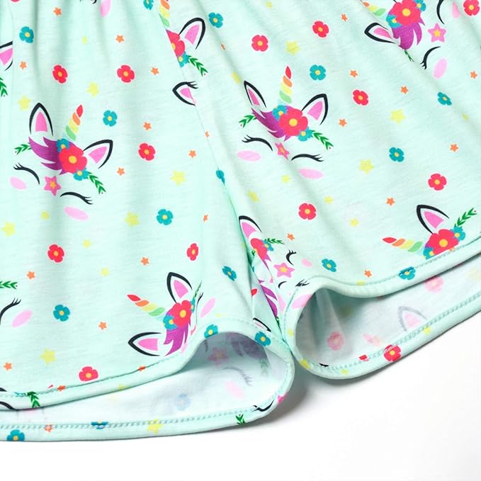 QPANCY Matching Girls & Dolls Pajamas Unicorn Pj Sets Summer Cotton Sleepwear