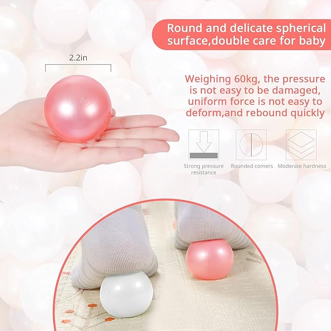 STARBOLO Ball Pit Balls for Toddlers Pack of 100 200 500 - BPA&Phthalate Free Non-Toxic Crush Proof Soft Plastic Balls for 1-5Years Old Toddlers Girl Kids Birthday Pool Playpen Tent Party