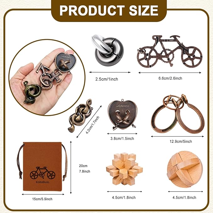Brain Teaser Puzzles for Adults Disentanglement Puzzles Metal Brain Teaser Puzzles (32PCS Metal+Wood Puzzles)