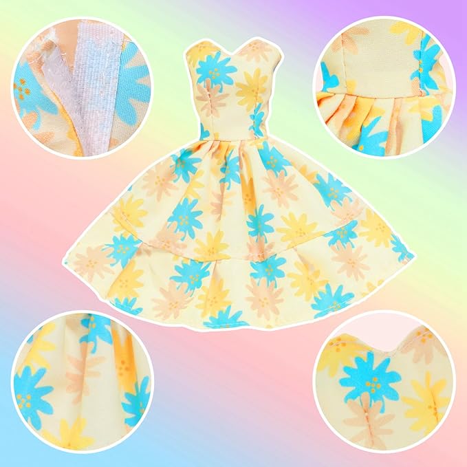 20pcs Doll Clothes and Accessories Including Random 10 Outfits Fashion Sequin Dresses Tops Bottoms Pants Short Skirt Swimsuit Bikini and Random 10 Shoes Dollhouse Accessories for 11.5 inch Girl Doll
