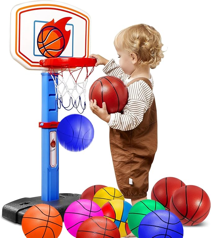 ABAJI Mini 3 Pack 5 inch Toy Basketballs Ball Pump Needle Rubber Material Mini Hoop Toddlers Kids Teenagers Swimming Pool Indoors Outdoors