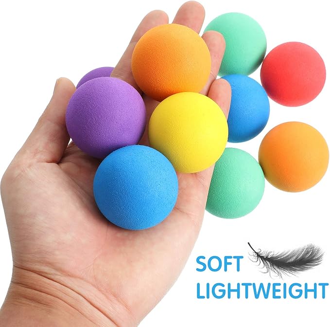 Gejoy 24 Pieces Soft Foam Balls Bulk Lightweight Mini Balls for Safe Indoor Toys Fun Assorted Colors Sponge Balls Birthday Party Favors Bag Gifts for Boys and Girls