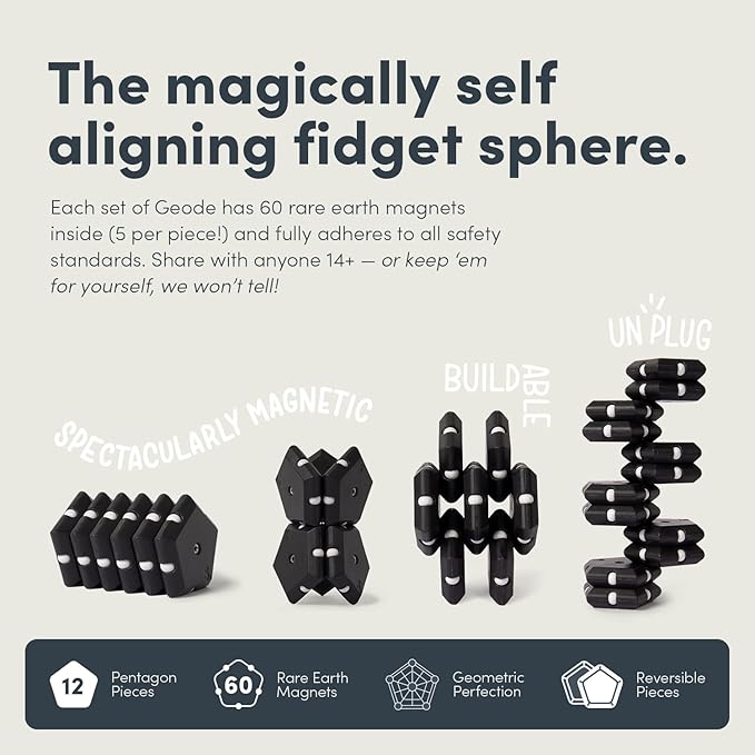 Speks Geode Magnetic Fidget Toy | Sensory Desk Toy for Adults & Teens 14+ | Stress Relief Gift | Sphere, Snake Eyes