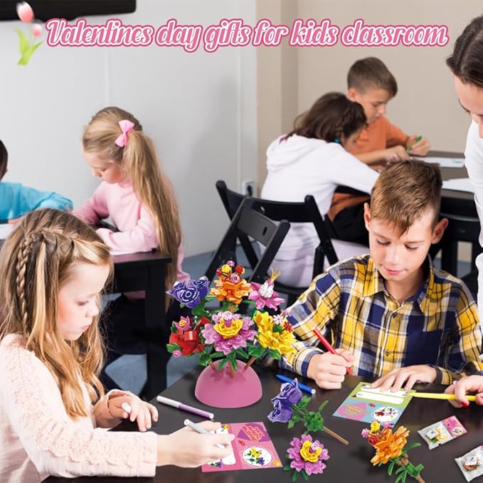 UMEELR Flowers Building Blocks, 24 Packs DIY Flower Pre Filled Easter Egg Surprise Toys for Basket Stuffers Classroom Prize