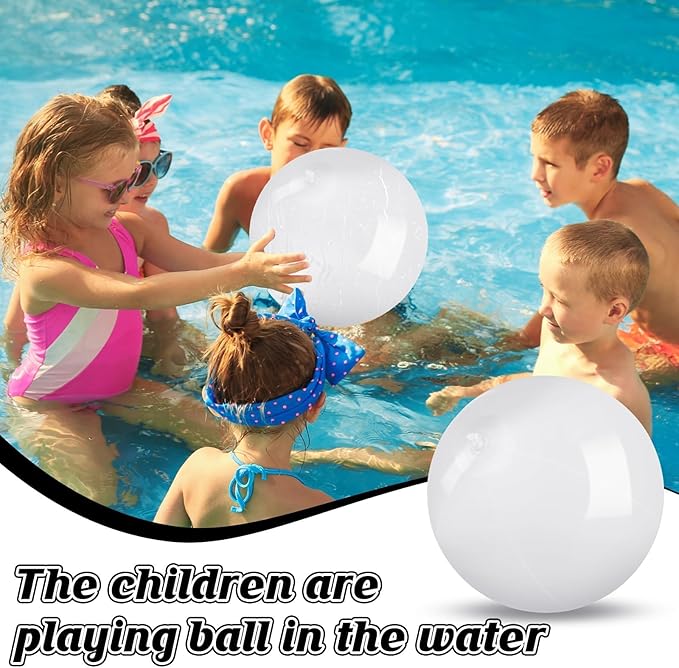 20 Pack White Beach Ball - 12Inch Blow Up Beach Ball Party Supplies for Kids, Inflatable Floating Balls for Summer Pool Parties, Outdoor Activities & Birthday Decorations (White)