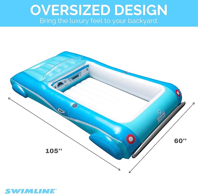 SWIMLINE Inflatable Swimming Pool Float Lounger Raft Mattress, Fun Mat, Classic Convertible, Blue