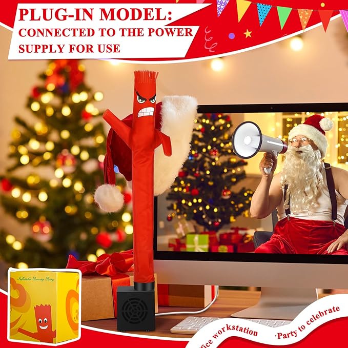 Poen Easter Gifts for Kids Mini Wacky Waving Inflatable Tube Guy with Blower Gag Toy Gift Inflatable Tube Man Birthday Desktop Decor Dancing Blow up Man for Office Party Decor(Anger)